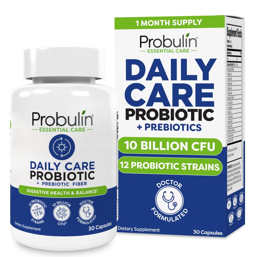 Probuliini igapäevane hooldus Probiootiline täiendus, seedetrakti, soolestiku ja immuunsüsteemi tervisetoetuse kapslid meestele ja naistele, 10 miljardit CFU, Vegan, 30 Count pudel