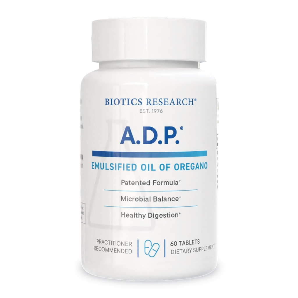 Biotics Research A.D.P. Emulgeeritud õli Oregano tabletid GI Health - Eeldatav vabanemine suure imendumisega sisaldab karvakrooli, Wild Oregano Oil 50mg / S - patenteeritud valem - Mitte GMO - 60 tabletti