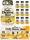 DAILY DETOX SHOT 60ML (Pack of 10) | Liver Detox Drink with Milk Thistle, Moringa, Curcumin & Bhui Amla | Ayurvedic Cleanse for Gut | Liver Care Juice | Gut Cleanse | Improves Probiotic Activity, Gut Health & Digestion | Herbal Detox Drink