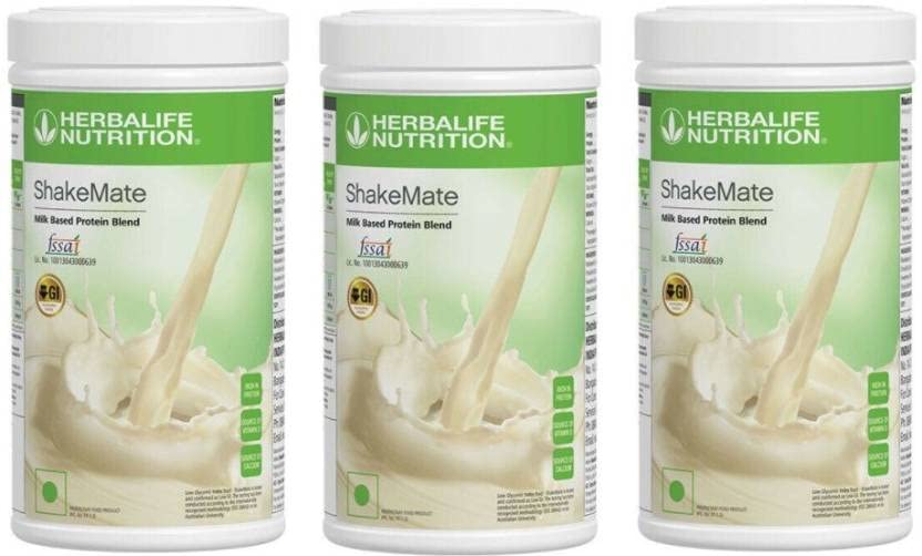 HERBALIFE Shakemate Milk based protein blend powder-500g-3 Pack Plant-Based Protein (1500 g, VANILLA)