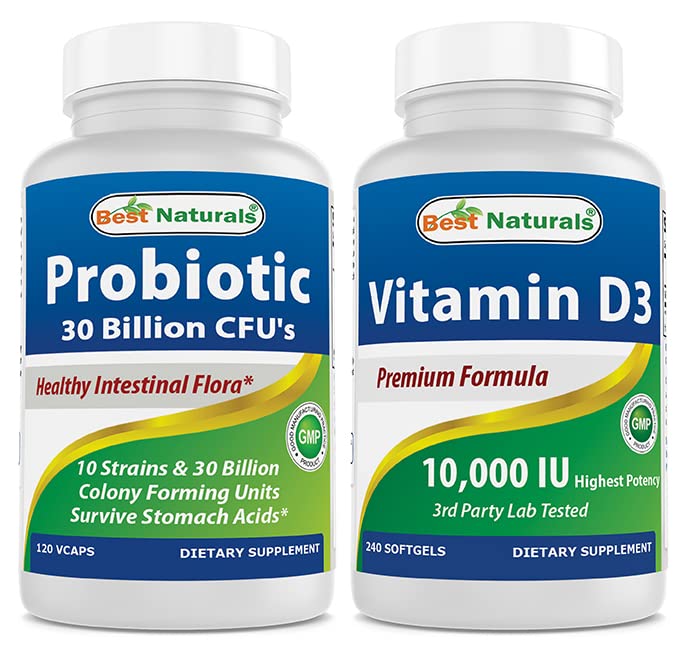 Parimad looduslikud probiootilised 10 tüved ja 30 miljardit CFU ja D3-vitamiin 10000 RÜ