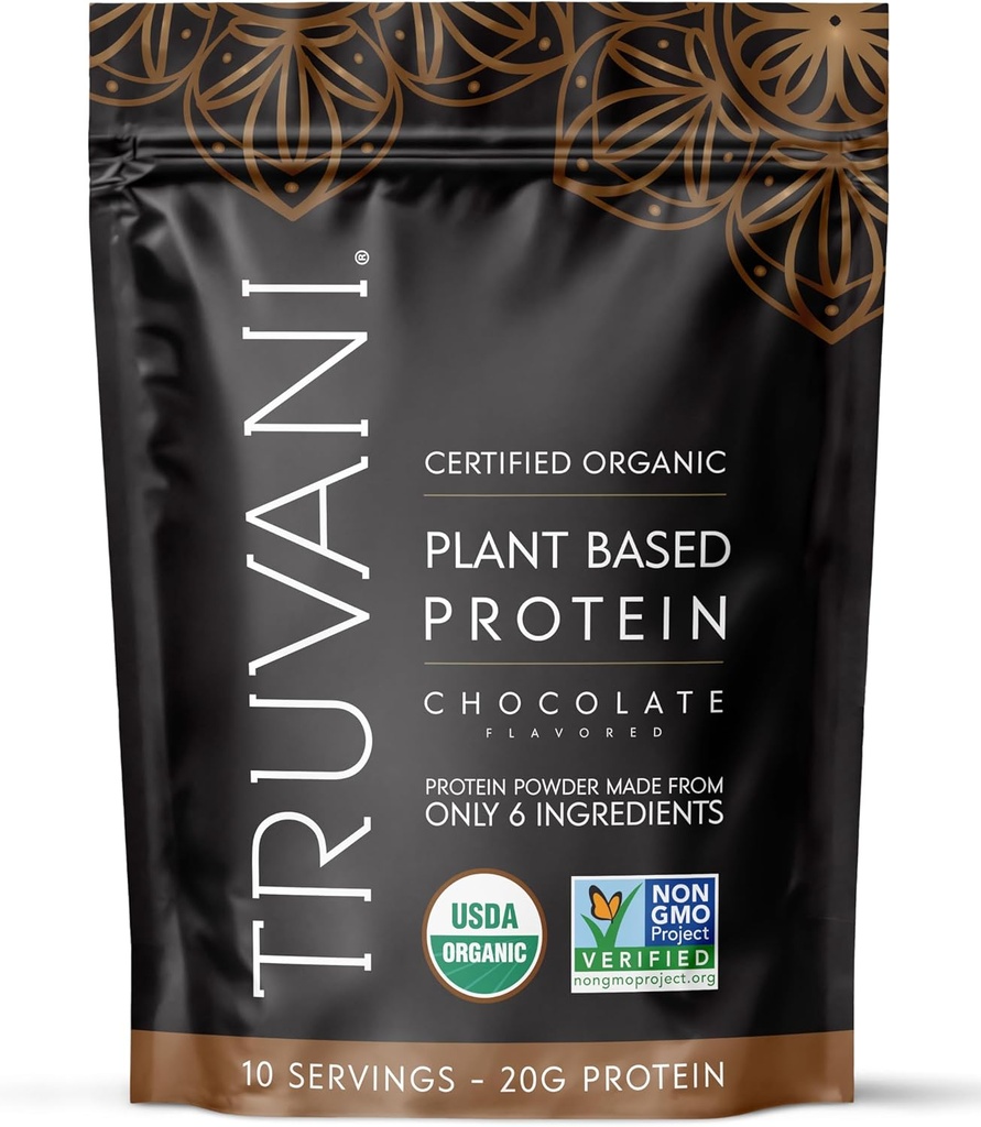 Truvani Vegan Hernevalgupulber | Šokolaad | 20g Orgaaniline Taimne Valk | 10 Servings | Keto | Gluteeni & Piimavaba | Madala carb | Lisatud suhkur