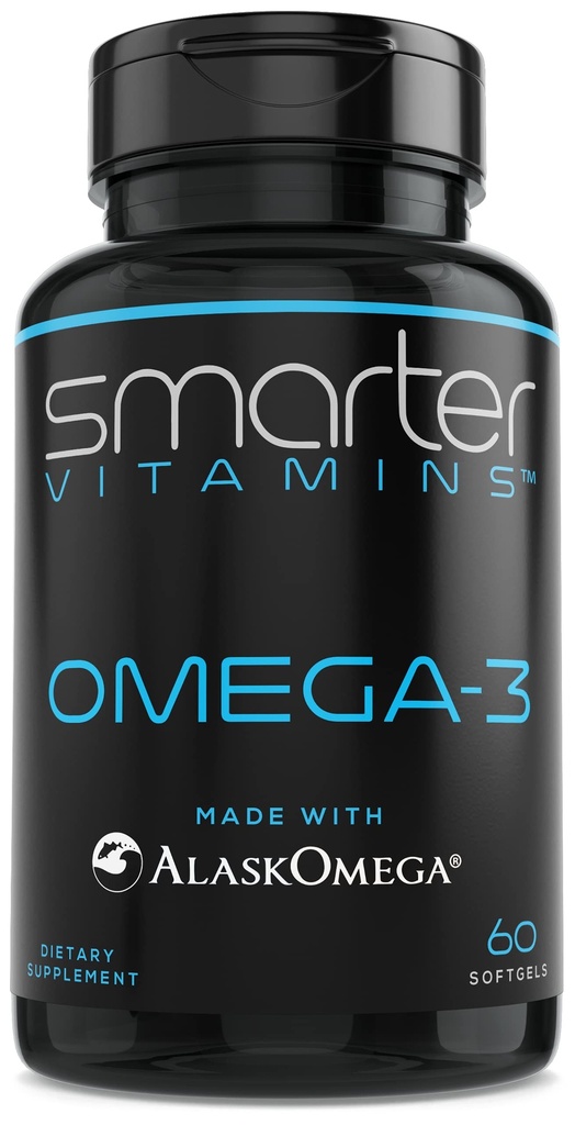 SmarterVitamins Omega 3 Fish Oil, Maasikas Maitse, Burpless, Maitsetu, 2000mg, DHA EPA Triple Tugevus Valmistatud AlaskOmega®