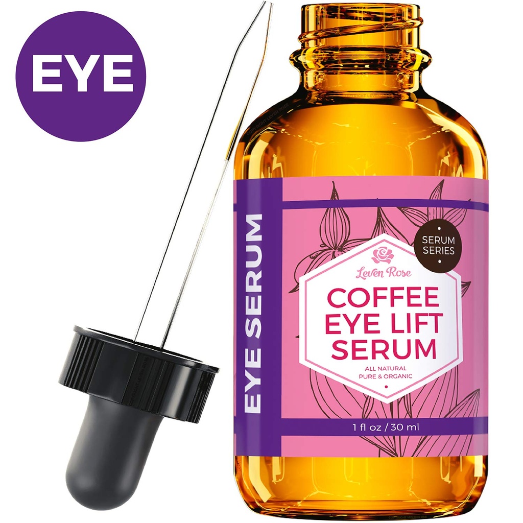 Leven Rose Coffee Oil Kofeiin Seerum silmadele 1 oz - Anti-vananemine Orgaaniline silmade all seerum Puffy kotid silmade all