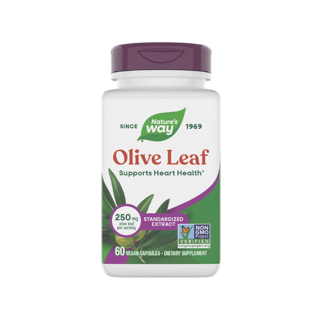 Nature's Way Olive Leaf Premium Extract Supplement, toetab südame tervist *, 250 mg per Serving, Gluteenivaba, Vegan, 60 kapslit (pakendamine võib varieeruda)