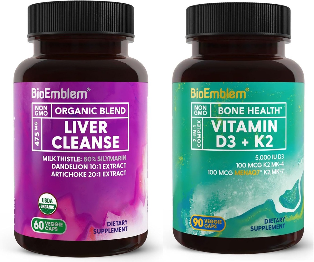 BioEmblem Vitamiin D3 K2 USDA Orgaaniline Maksapuhastus