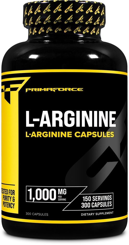 Primaforce L-arginiin (300 kapslit, 150 portsjonit / 1000 mg L-arginiin ühe portsjoni kohta) | Eriti tugev Aminohappe lisand meestele ja naistele - Gluteenivaba, mitte-GMO