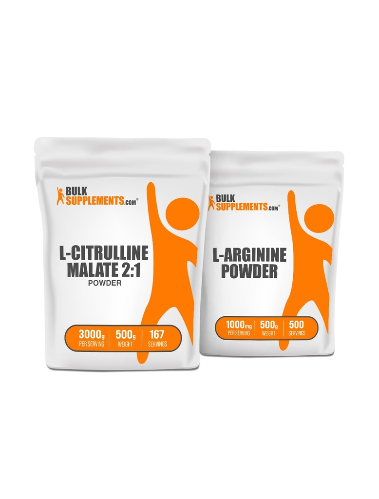 BulkSupplements Citrulline Malate 2: 1 500 g + L-arginiin 500 g Bundle