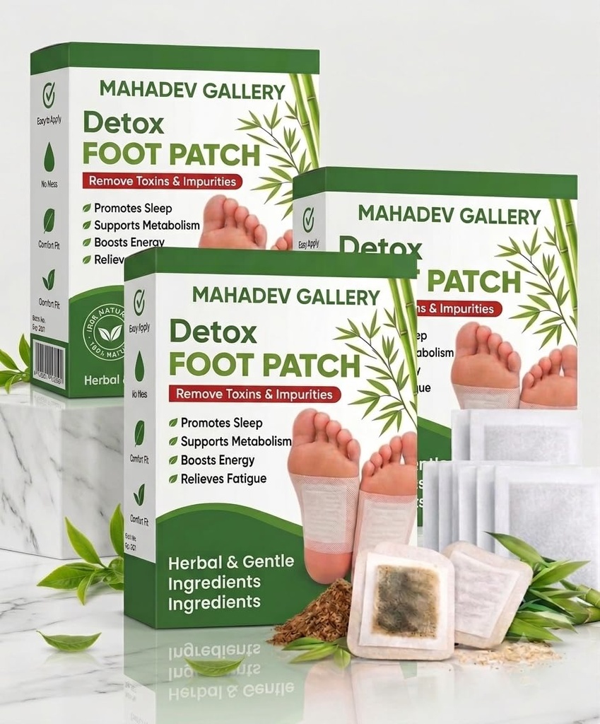 MAHADEV GALLERY Herbal Foot Patch for Night Use | Gentle Natural Ingredients | Supports Relaxation & Wellness Routine | Refreshes Tired Feet | Self-Care Foot Patches | Pack of 3