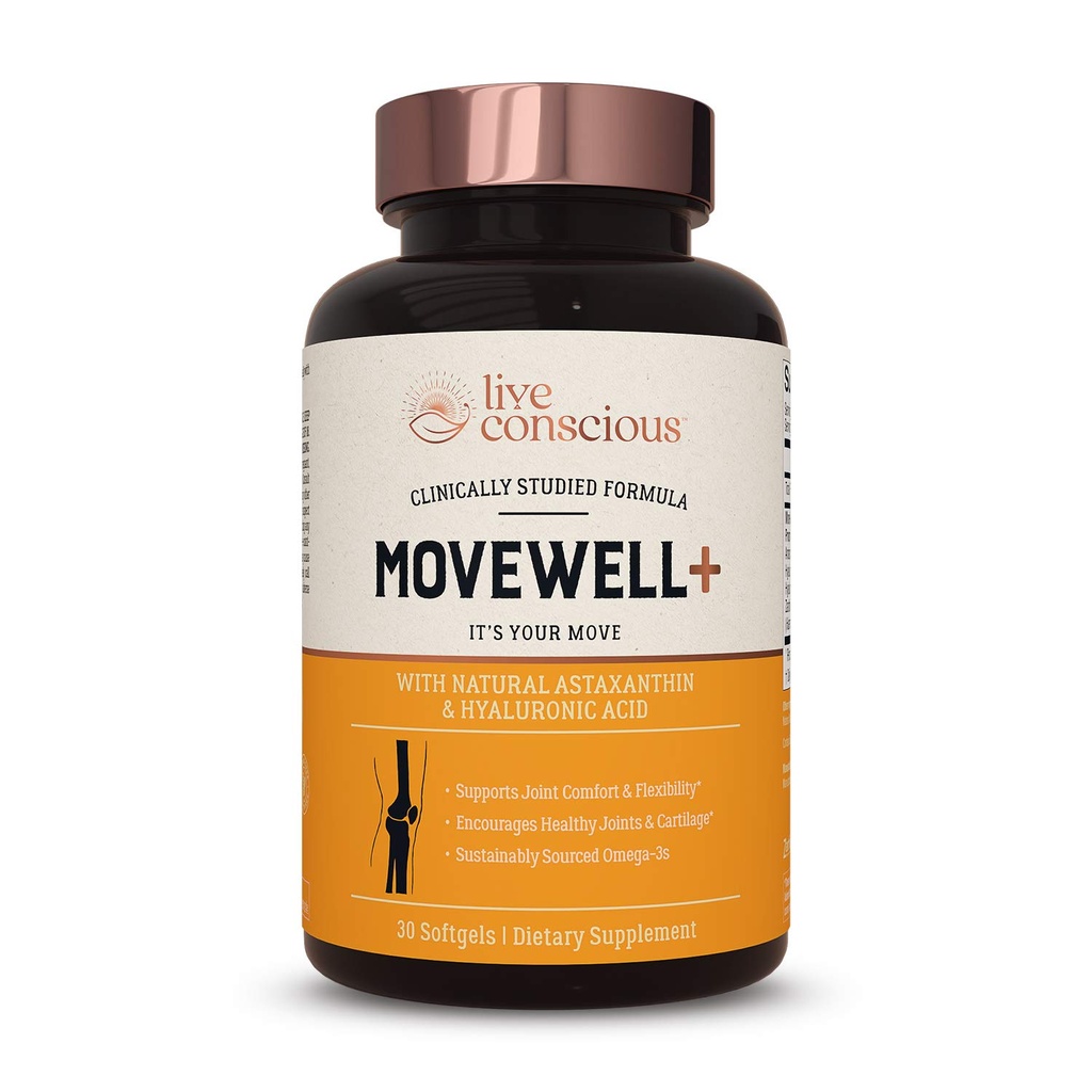 Live Conscious Joint Health Supplement - MoveWell Plus Antarktika krillõli, looduslik astaksantiin ja hüaluroonhape | edestab glükoosamiini