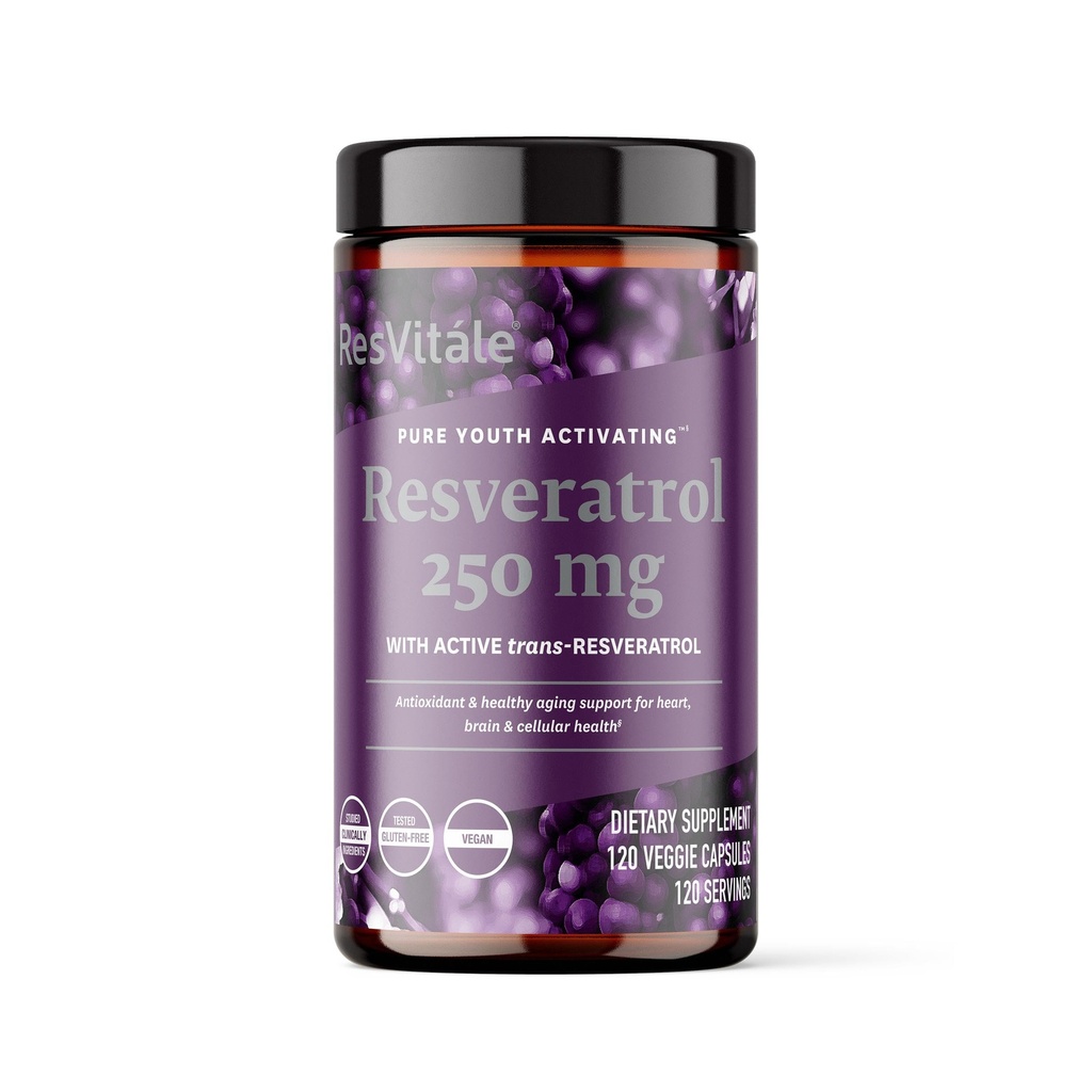 ResVitale Resveratrol 250 mg - Resveratrooli täiendus meestele ja naistele - 120 Veggie kapslit