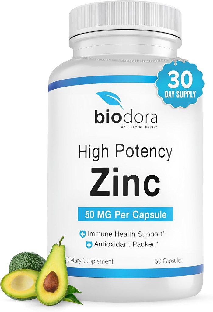 Tsink kõrge potentsi, ei GMO, Vitamiinid hea naha, Immune Support Supplement & Antioksüdant, Vegan, 50mg Servings, 60 kapslit, maitsestamata