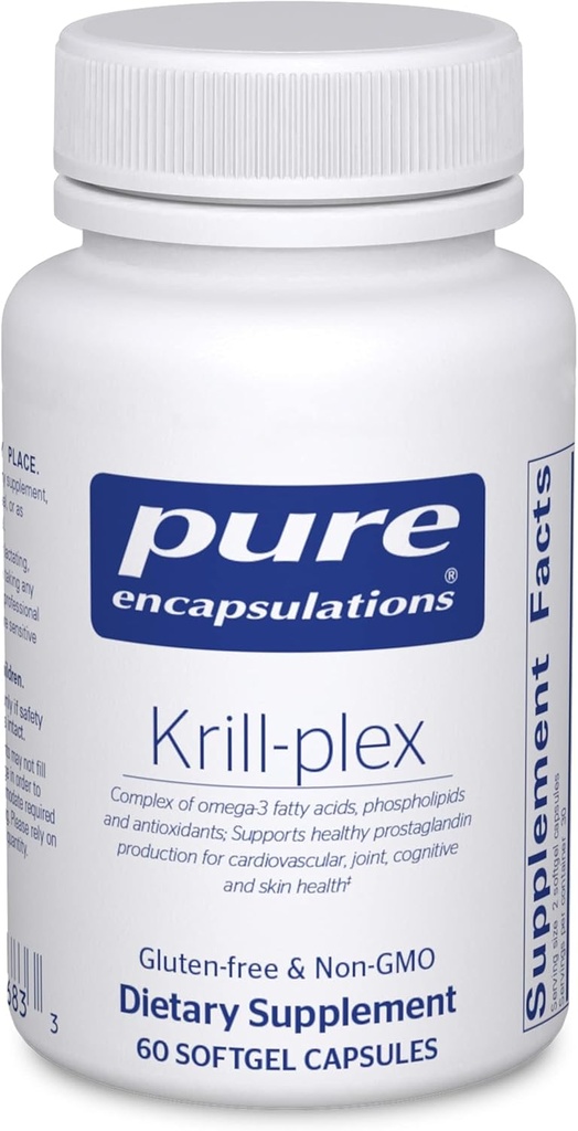 Puhas kapseldamine Krill-Plex | toetab menstruaalmugavust, südame tervist, liigeste tuge, kognitiivset funktsiooni ja naha tervist | 60 Softgel kapslit