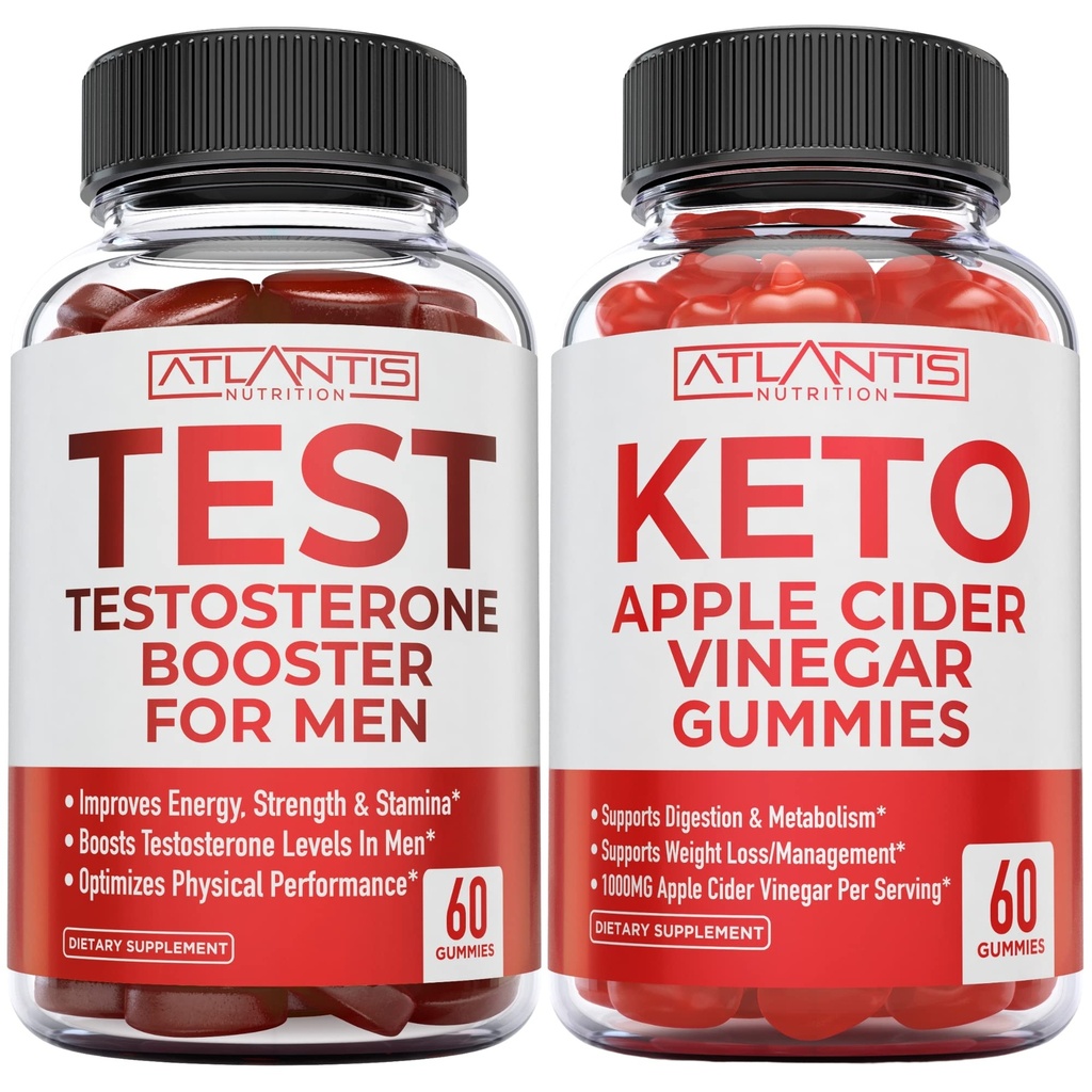 Atlantis Nutrition Testosteroon Booster 60 Gummies + Keto Õunasiider Äädikas 60 Gummies