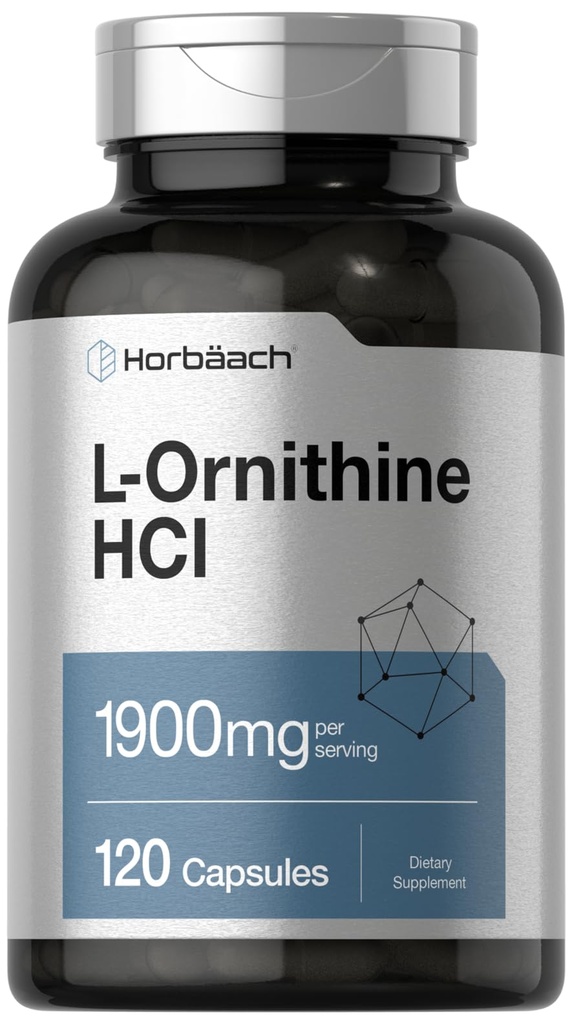 Horbäach L Ornithine HCl | 1900mg | 120 kapslit | Mitte- GMO & Gluteenivaba toidulisand