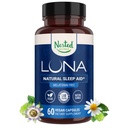 Nested Naturals Luna Sleep Supplement, Melatoniini Vaba, Mitte-Habit Forming Taimse une täiendus, Täiskasvanute Bedtime Support, Abi Sleeping w / Camomile, Valerian, L-Theanine, 60 Vegan Kapslid