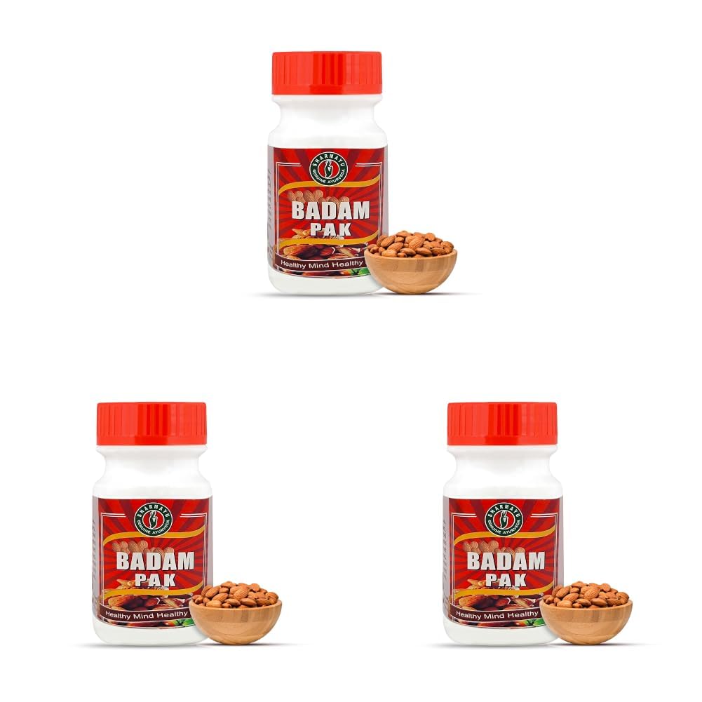 Sharmayu Badam Pak 100g | Ayurvedic Brain & Heart Tonic | Enhances Memory, Strength & Glow | With Pure Almond Oil & Herbs (Pack of 3)