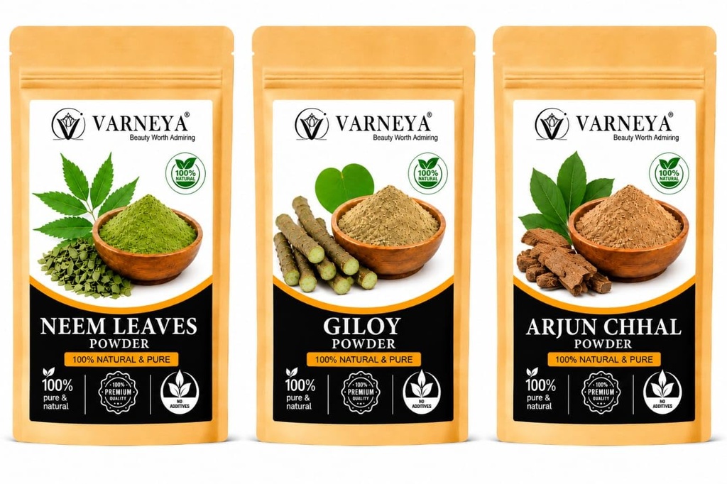 Natural Ayurvedic Tea Herbs | Giloy Sticks + Neem Leaves + Arjun Bark
