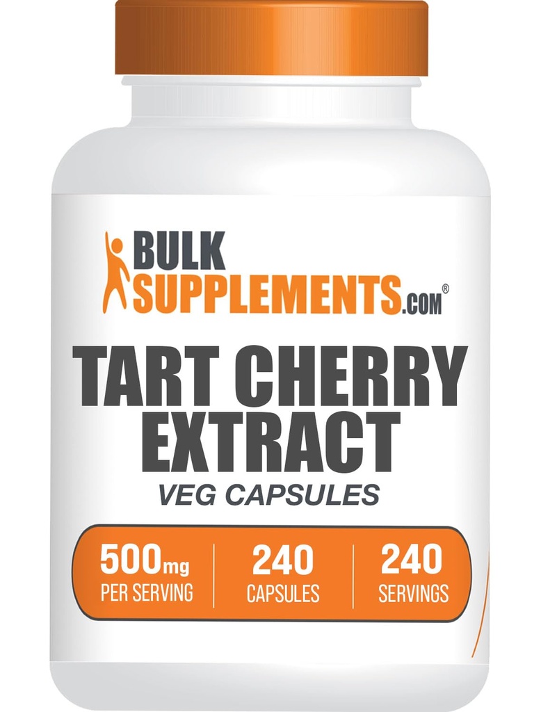 BulkSupplements.com Tart Cherry Extract kapslid- Tart Cherry Supplement, Tart Cherry kapslid 500mg - Antioksüdant allikas, Gluteenivaba, 1 kapsel portsjoni kohta, 240 Veg kapslit (pakk 1)