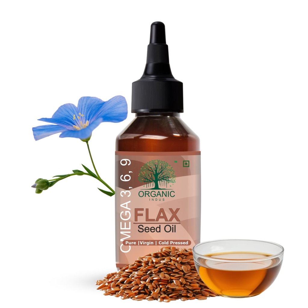 Cold Pressed Flax Seed Oil (Alsi Oil) with Natural Omega 3 6 9 per Serving for Eating, Skin & Hair Care, health, and overall wellness | 60ml (Pack of 1)