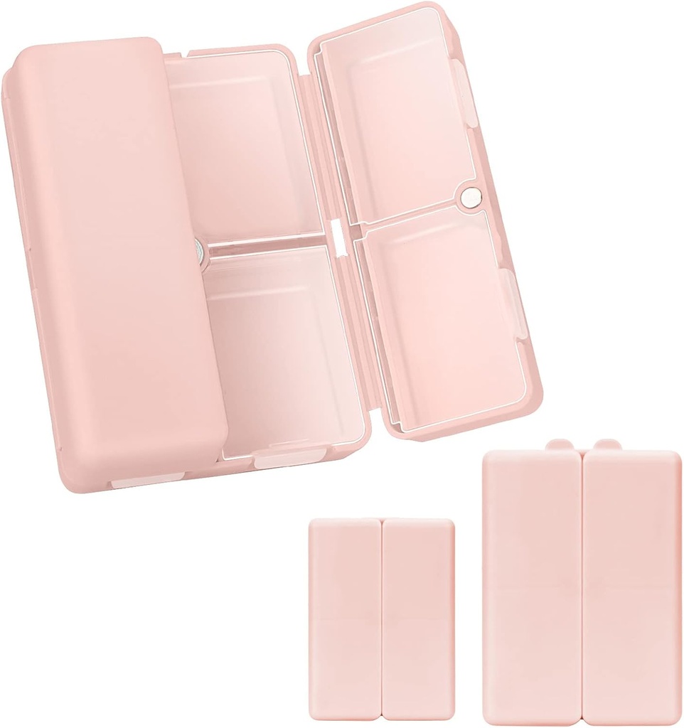 FYY 2 Tcs Daily Pill Korraldaja, 7 Kompartments Portable Pill Case Travel Pill Korraldaja, [Folding Design] Pill Box Purse Pocket hoida vitamiine, tursa maksaõli, täiendused ja ravim- roosa