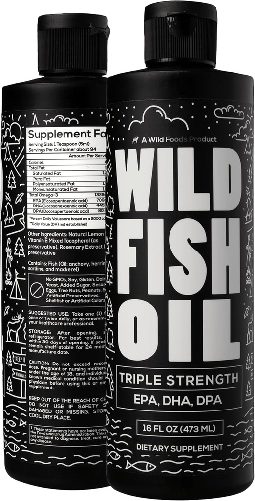 Wild Foods Vedel Omega 3 Kalaõli Lisand, Sidrun, 16 oz (2 pk) | Wild Caught, Burpless, Lõhnatu, Mitte-GMO, Gluteenivaba | DPA, DHA, EPA Triple Tugevus Omega-3 Toitumine Naistele Ja Meestele