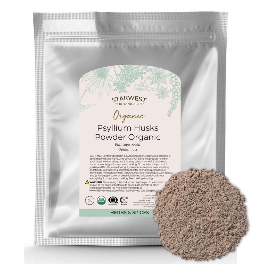 Starwest Botanicals Orgaaniline Psyllium Husk Pulber, 1 Nael