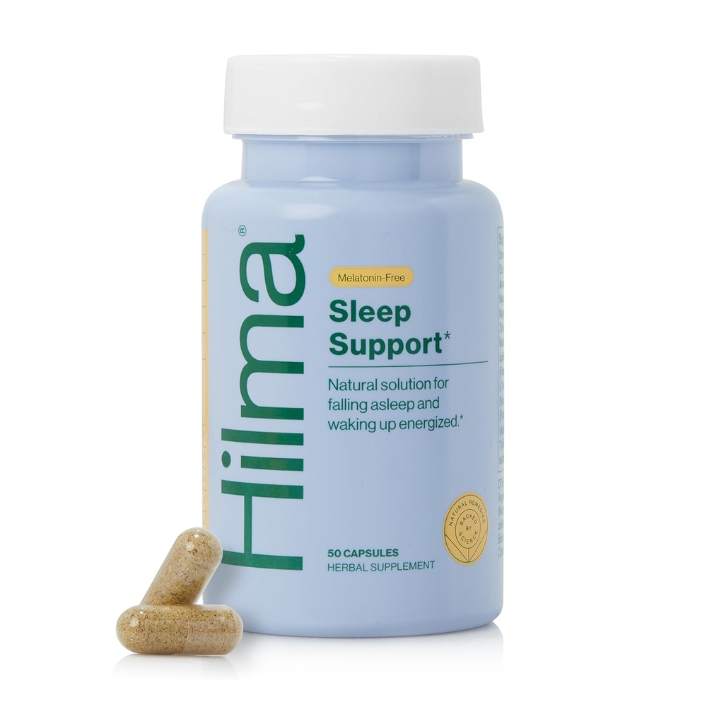 Hilma Sleep Aid formuleeritud Magneesium & L-Theanine, Natural Sleep Aids täiskasvanutele, et aidata teil magama jääda ja jääda magama Melatoniinivaba, mitte-uimas järgmise päeva valem, 50 Vegan Kapslit