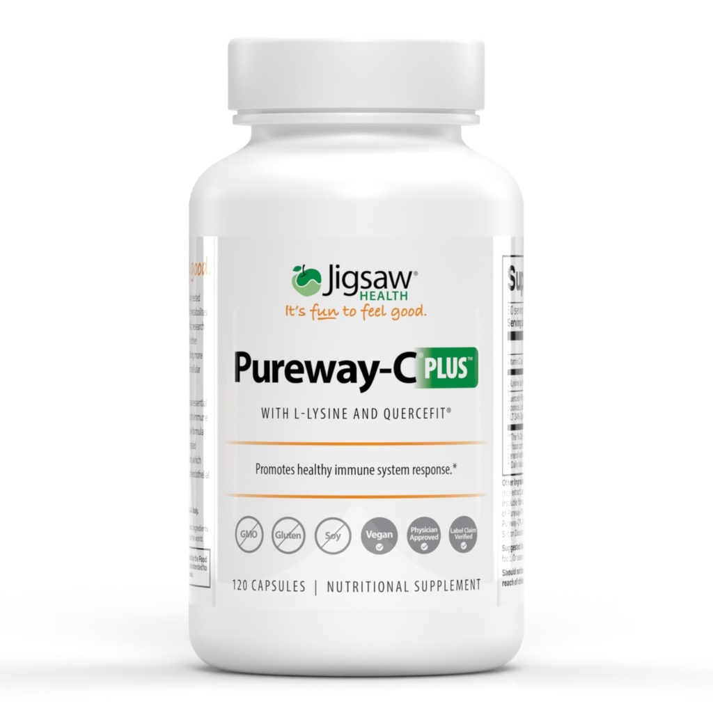 Jigsaw Health Pureway-C Plus | C-vitamiin koos L-lüsiini ja kvertsetiiniga | soodustab terve immuunsüsteemi vastust | 120 kapslit | 60 serveerimist