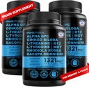 12-in-1 nootroopne aju lisand veevaba: Ginkgo Biloba aju toetamiseks, mäluks ja fookuseks - B12, Alpha GPC, L Theanine ja koliin Toidulisandid bioperiiniga Kofeiinivaba 1321mg (180ct)
