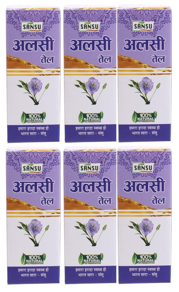 Sansu Flax Seed Oil 50ml (Pack of 6) | Organic & Herbal Oil.