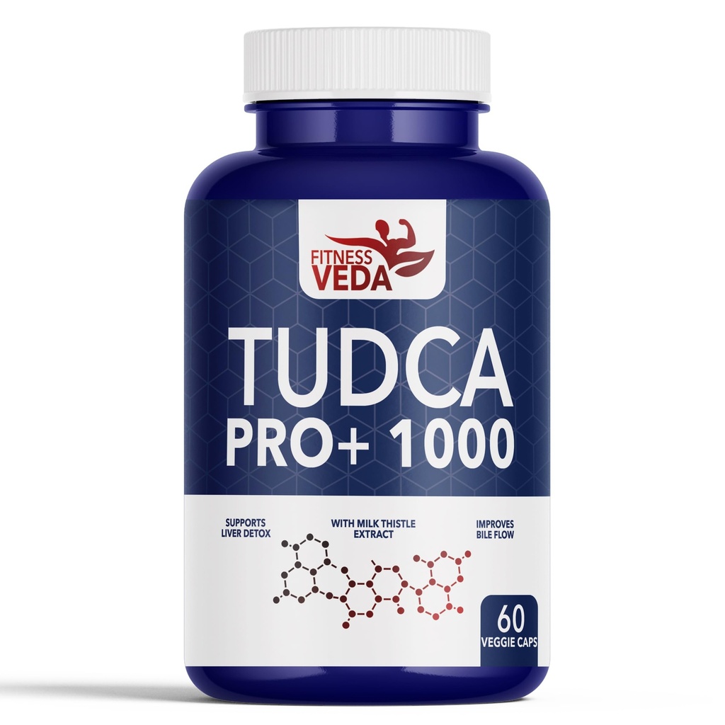 Fitness Veda TUDCA 1000 mg Liver Supplement with Milk Thistle| Bile Salt & Liver Health Support| Improves Bile flow| Liver Detox, Strength & Fat Digestion| Pack of 1-60 Capsules
