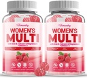 Suhkruvabad naised Multivitamiinid Kummid - Kõrge imendumisega multivitamiin naistele Kummi omega-3, astaksantiin, kaltsium, raud, A-vitamiin, C, D3, K2, E, B6, B12 - toetab nahka, juukseid, energiat, immuunsust