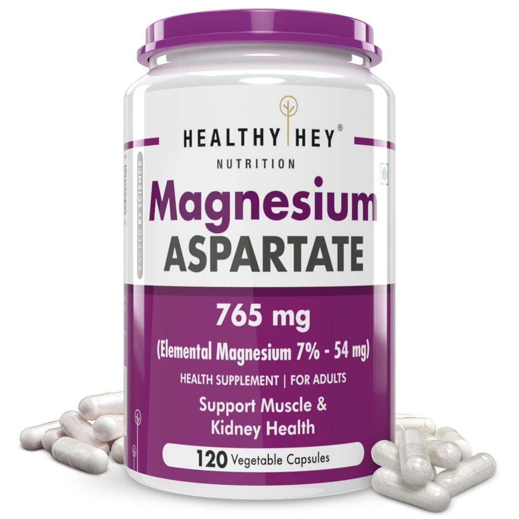 HealthyHey Nutrition Magnesium Aspartate -120 Vegetabel Capsules