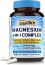Magneesiumikompleksi 6. täiendus 1, 1160mg Kelaatmagneesium Maxi imendumiseks, abi parema une, lõõgastumise ja närvirahuga, 90 vegankapslit, mitte GMO ja gluteenivaba