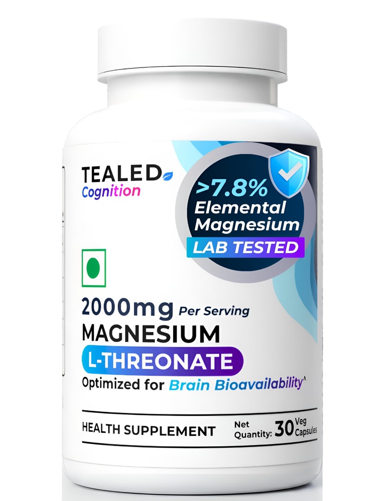 Magnesium L-Threonate 2000mg | Eurofins Lab-Tested | Advanced Magnesium Chelate for Brain, Memory & Focus | High Absorption | No Added Additives | 30 Veg Capsules