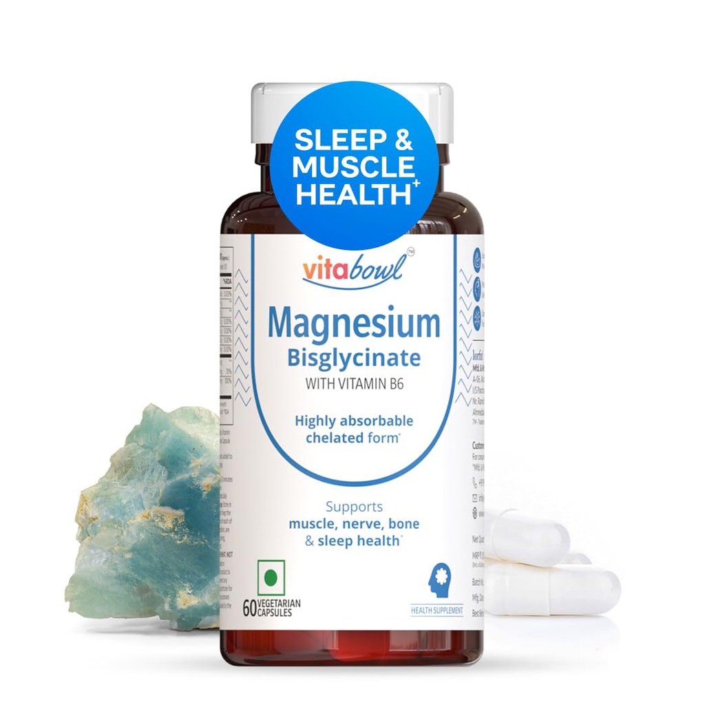 Pure Magnesium Bisglycinate Chelate 1400mg | 308mg Elemental Magnesium + Vitamin B6 | No Blends, No Complexes | High Absorption | Sleep, Stress Relief & Muscle Recovery | 60 Veg Capsules
