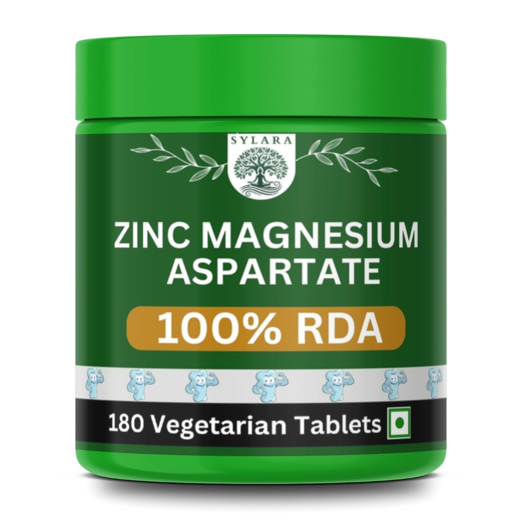 Sylara Zinc Magnesium Aspartate -180 Tablets Capsules - ZMA with Vitamin B6 Supplement