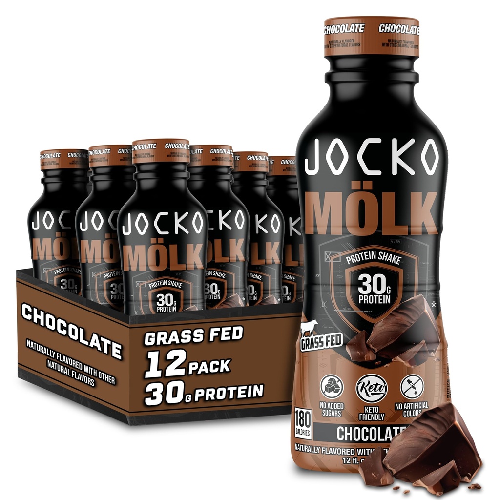 Jocko Mölk 30g Rohusööda valgukokteilid – Suhkruvalguga joogid ei ole lisatud KETO Sõbralik – Joogivalmis 12 FL Oz (12. pakk) Šokolaad