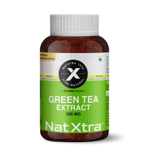 NatXtra Green Tea Supplement | Supports Fat Reduction & Detox | Turmeric Extract with 95% Curcuminoids | 60 Vegetarian Capsules