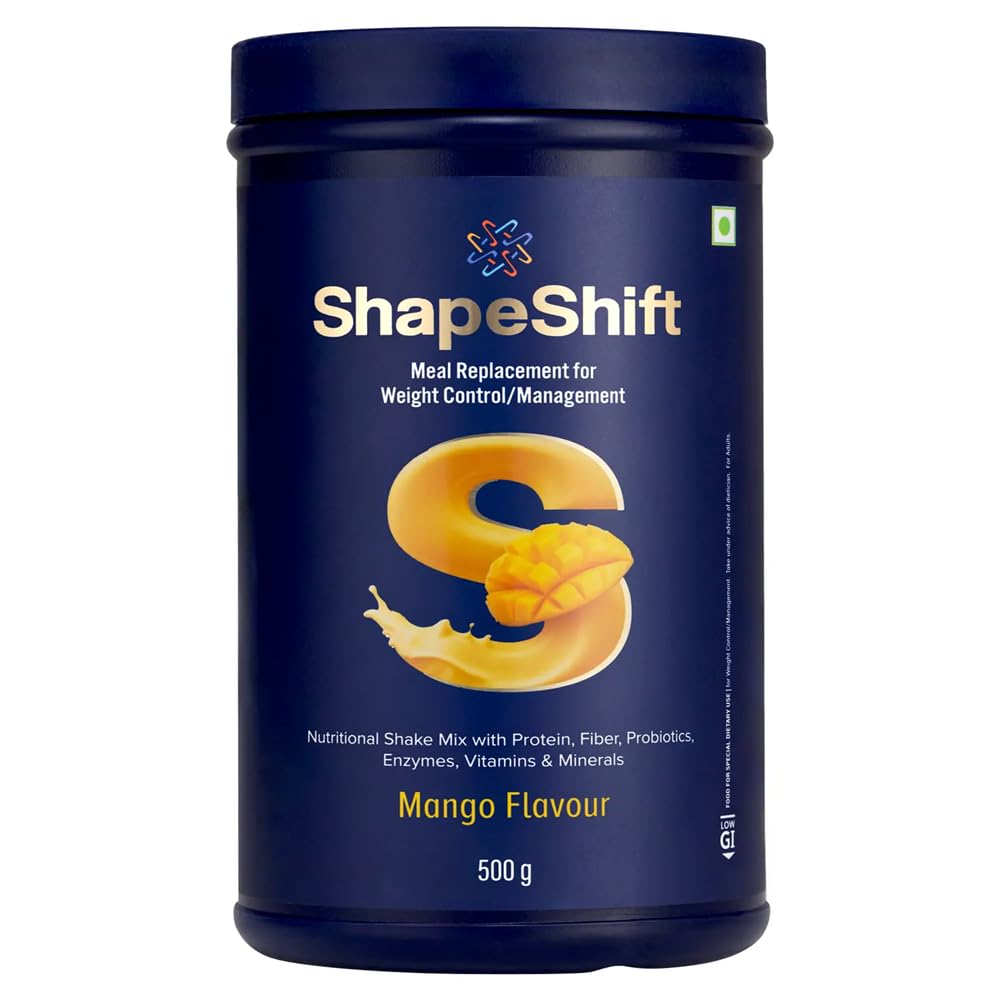 ShapeShift Meal Replacement Shake, Mango Flavour, with Protein, Fibre, Probiotics, Enzymes, Vitamins & Minerals, 500 g
