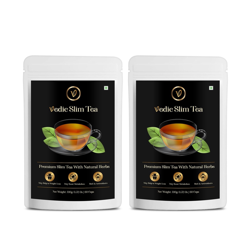 Baton Vedic White Slimming Green Tea 100g | 18 Herbal Blend for Weight Management, Gut Health & Body Cleanse | Natural Detox Infusion | No Added Sugar | Daily Wellness Drink for Men & Women(200 g)