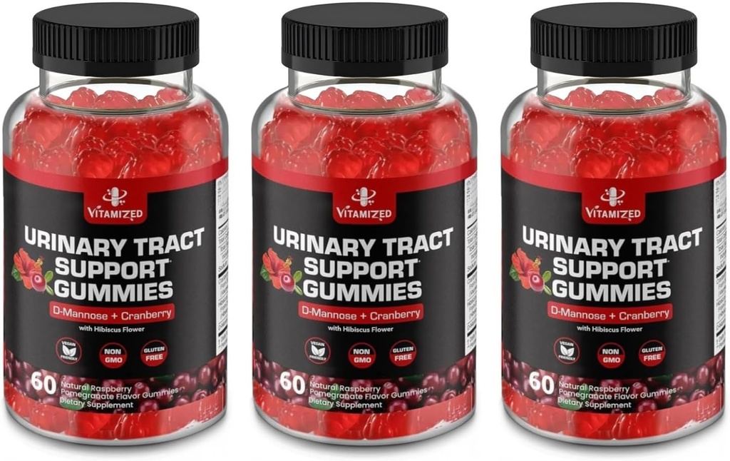 Tugev Cranberry Gummies 1500mg koos D mannoosiga - kuseteede tervis naistele ja meestele, kuseteede masti ja põie kiire toimega lisandid Hibiscus Powder, 180 Count