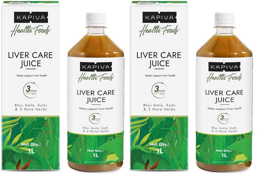 Kapiva Liver Care Juice (1L) | Anti-oxidant Rich Supplement With 5 Ayurvedic Herbs | Supports Fatty Liver Management & Detox (Pack of 2)