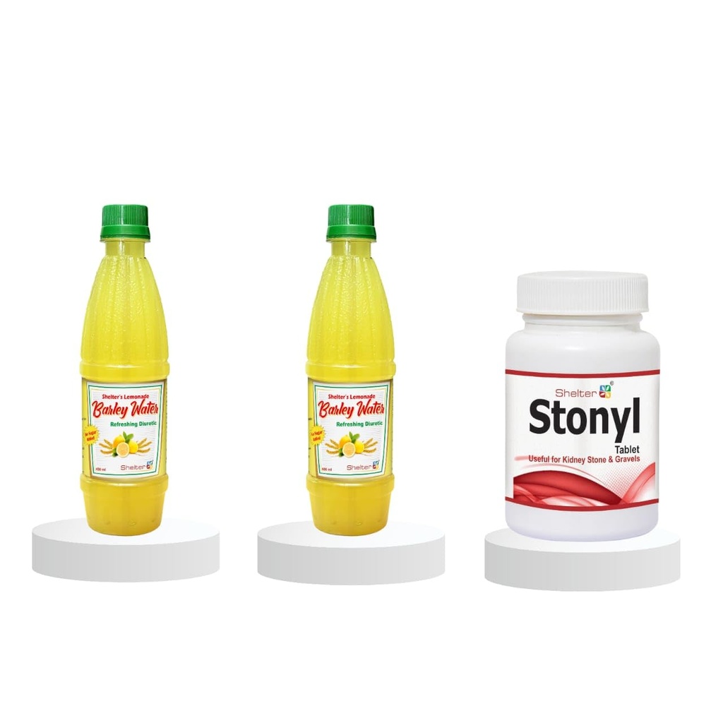 Shelter Combe Pack, 60 Tablet And (400 ML) 2 Lemon Barley Water Juice For Kidney Stones