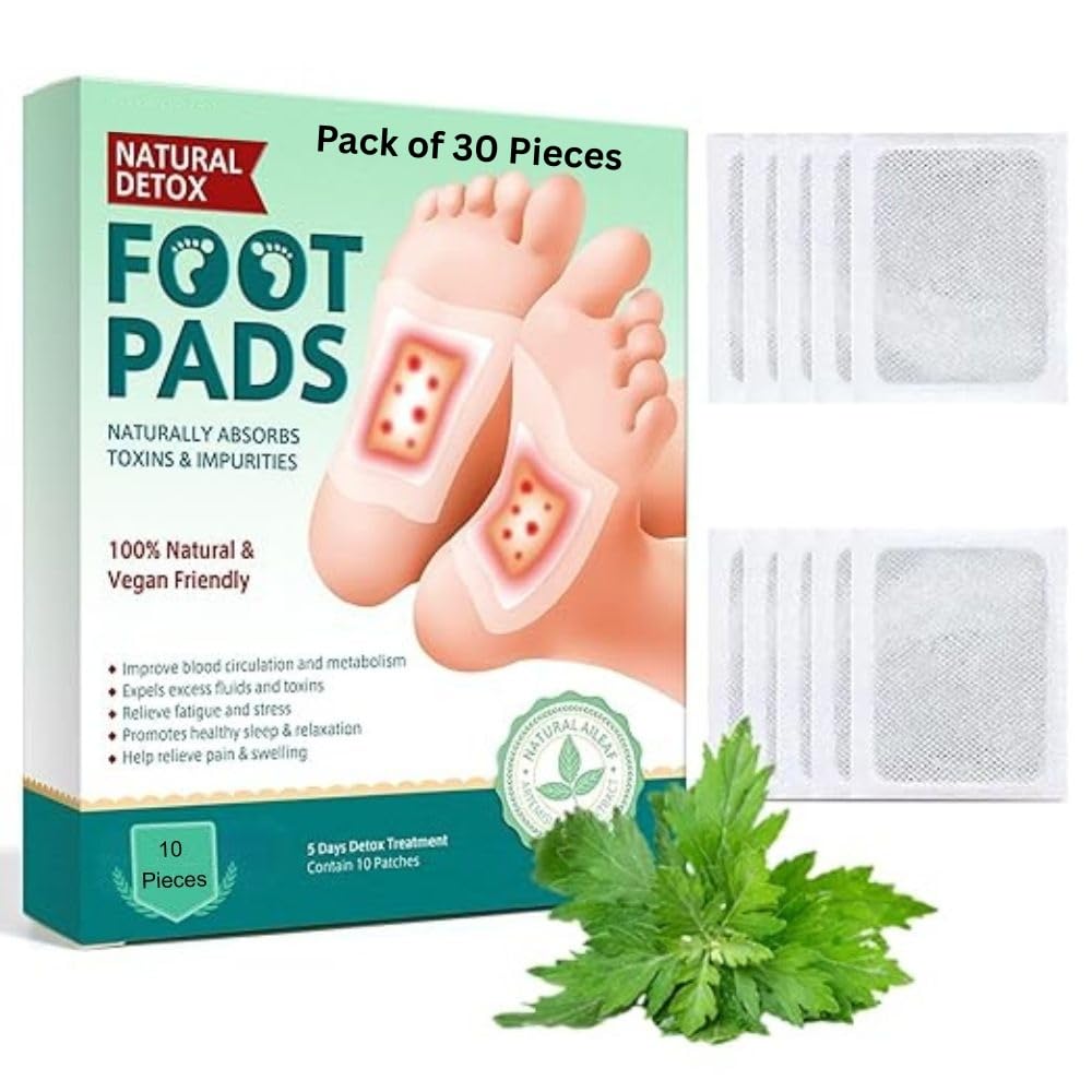 Jitgol Herbal Foot Detox Pads for Toxin Removal | Pain Relief Foot Patches for Feet Cleansing | Natural Ingredients for Sleep Aid | Overnight Use | Toxin Removal with Bamboo Vinegar and Acupoint Micro-Massage Technology | Pack Of Pads (30)