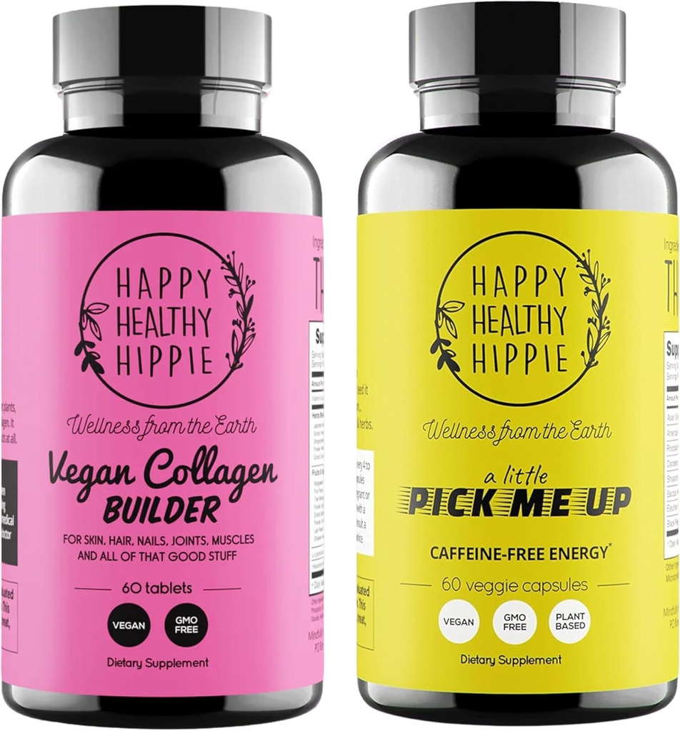 Happy Healthy Hippie Pick Me Up Natural Energy Pills & Vegan kollageeni Ehitaja