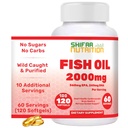 SHIFAA TOITUMINE Halal Fish Oil 2000mg Softgels 360mg EPA ja 240mg DHA. 100 Wild Caught & Non-GMO Omega 3 Softgels südame ja aju tervisele. Burpless, lihtne neelata kalaõli omega 3 toidulisandit