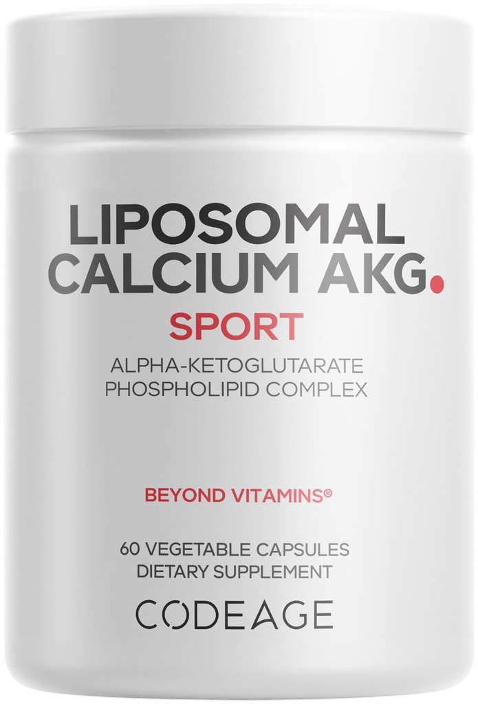 Kodeiin Liposomaalne Kaltsium AKG Lisand - Kaltsium alfa-ketoglutaraat - 2-kuuline pakkumine - Liposomaalne kohaletoimetamine - 1 Kapsel Per Serving - Mitte-GMO, Gluteenivaba - 60 kapslit