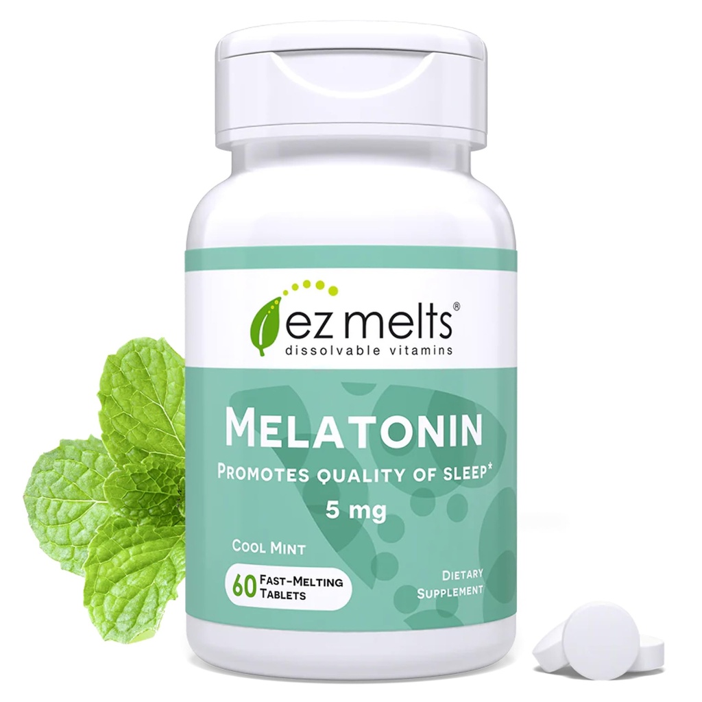 EZ sulab lahustuv melatoniin, 5 mg, suhkruvaba, 2-kuuline pakkumine, jahe piparmündimaitseline - 1 pakend
